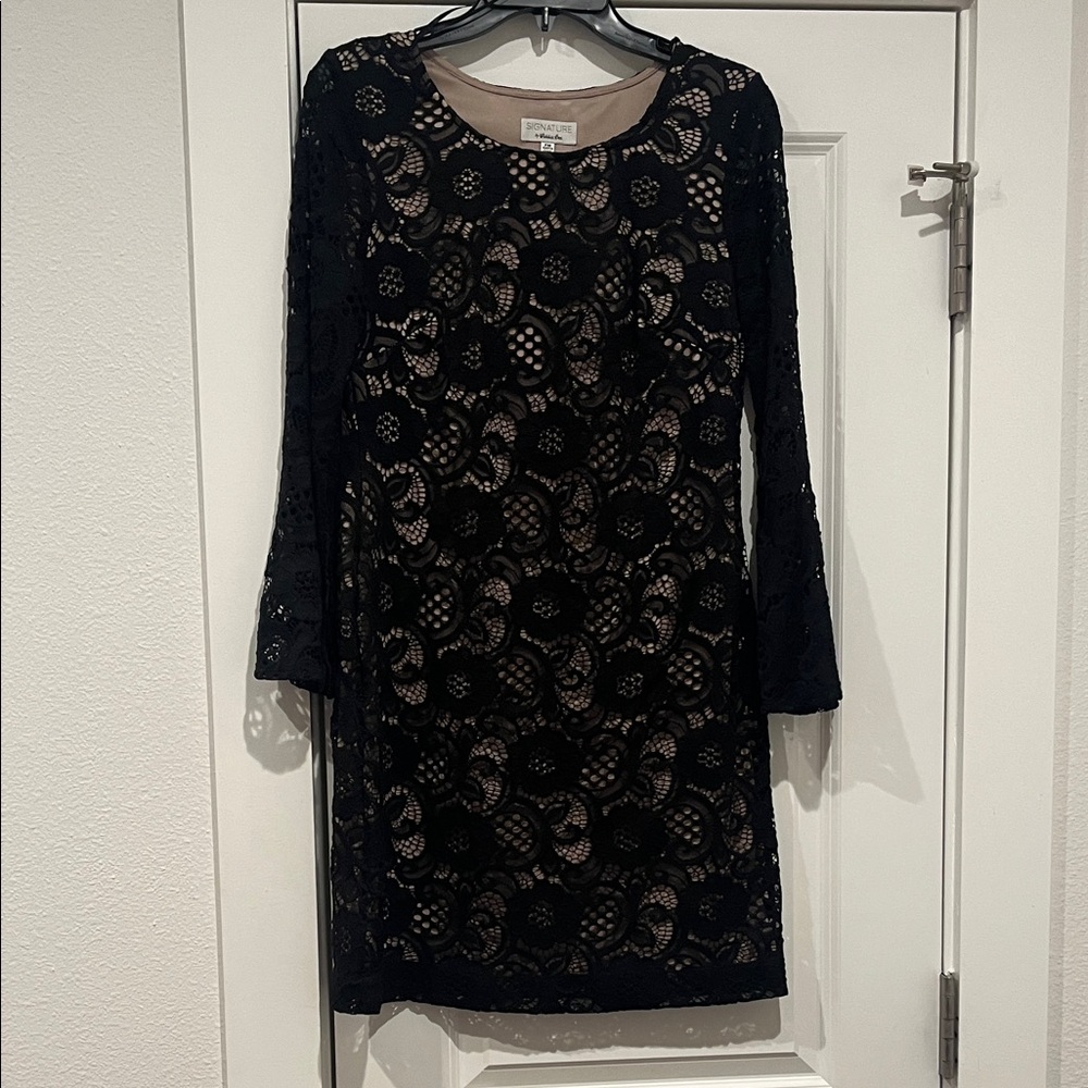 Signature by Robbie Bee Black and Tan Lace Dress